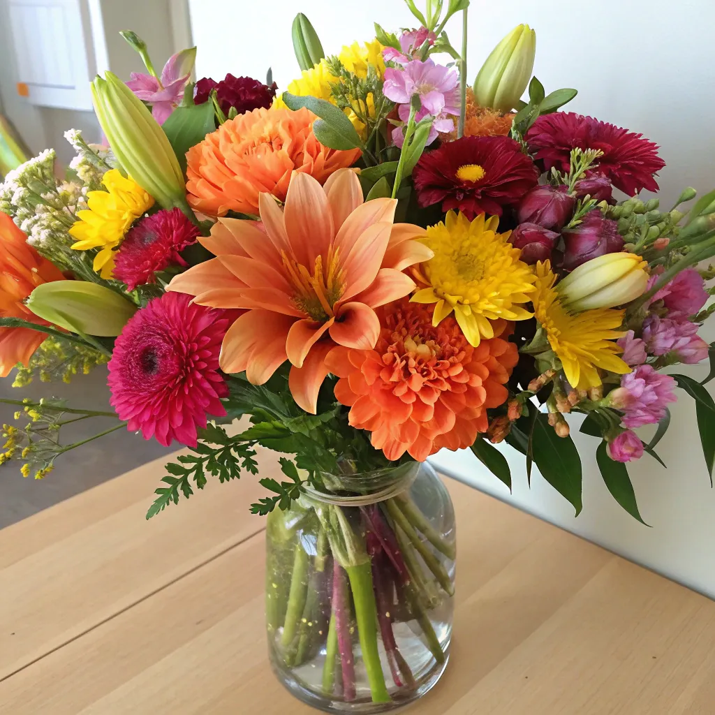 Seasonal bouquet with vibrant flowers